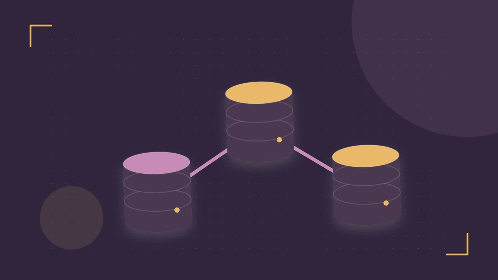 Editorial illustration of structured records, database cylinders and relationships between tables