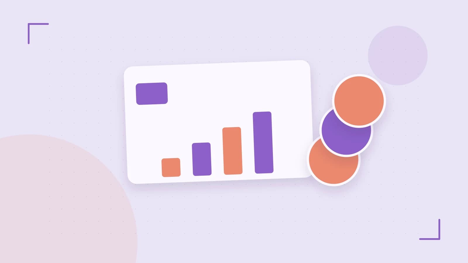 Editorial illustration of abstract coins, a payment card and a geometric financial chart without data labels