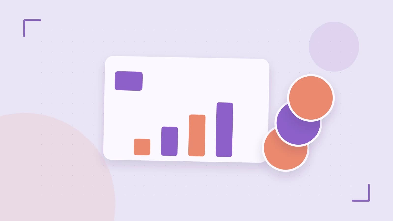 Editorial illustration of abstract coins, a payment card and a geometric financial chart without data labels