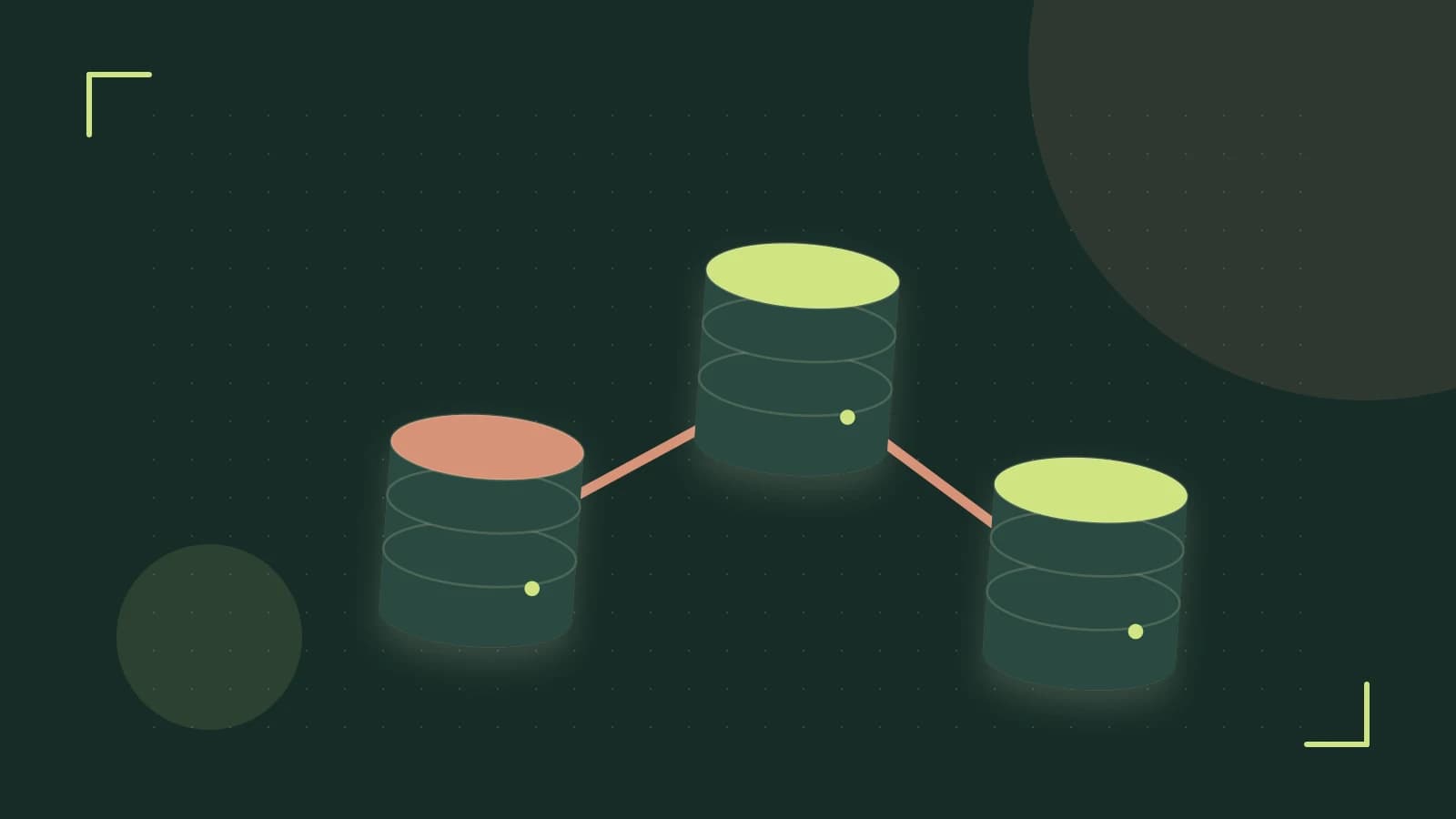 Editorial illustration of structured records, database cylinders and relationships between tables