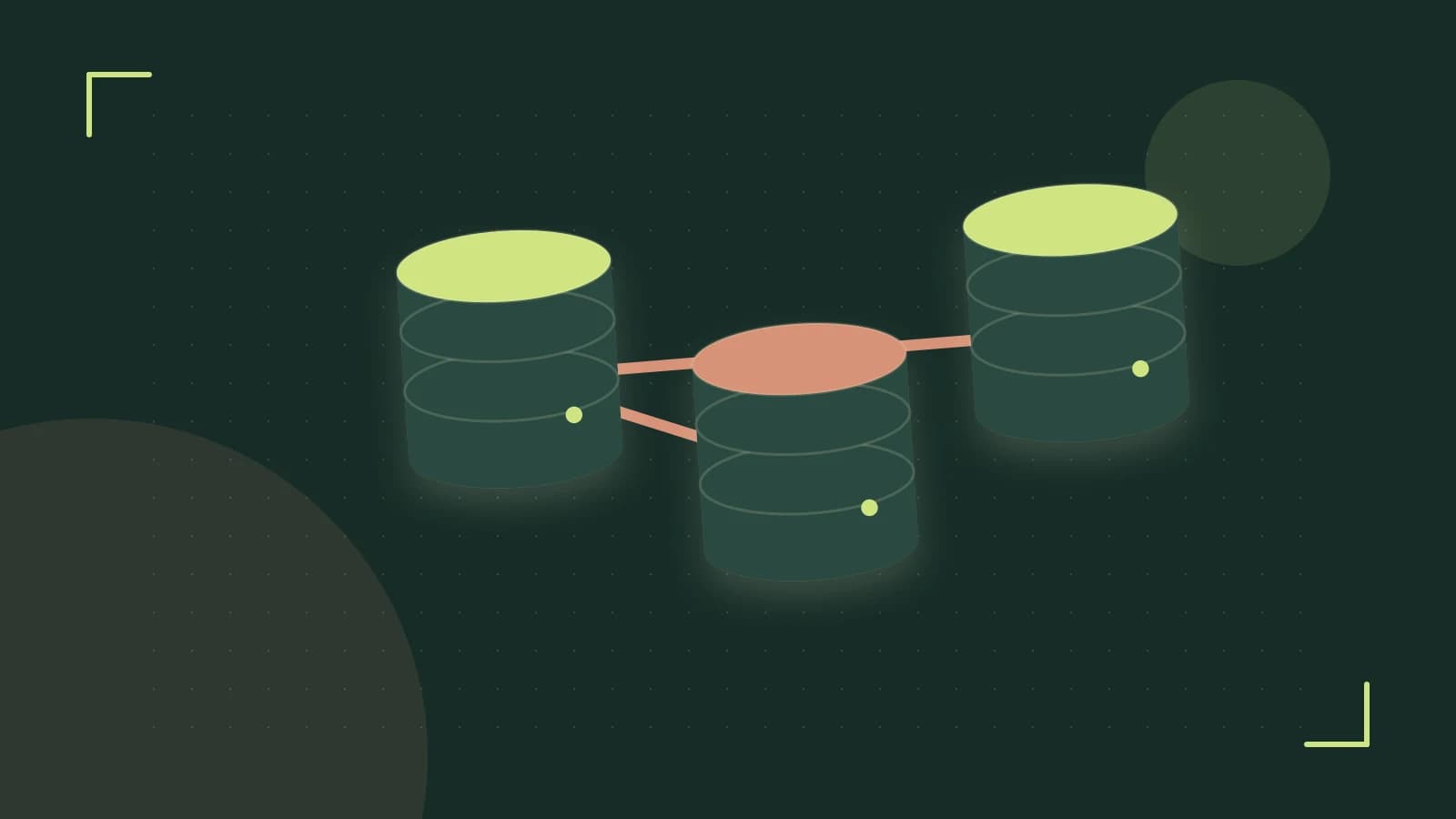 Editorial illustration of structured records, database cylinders and relationships between tables