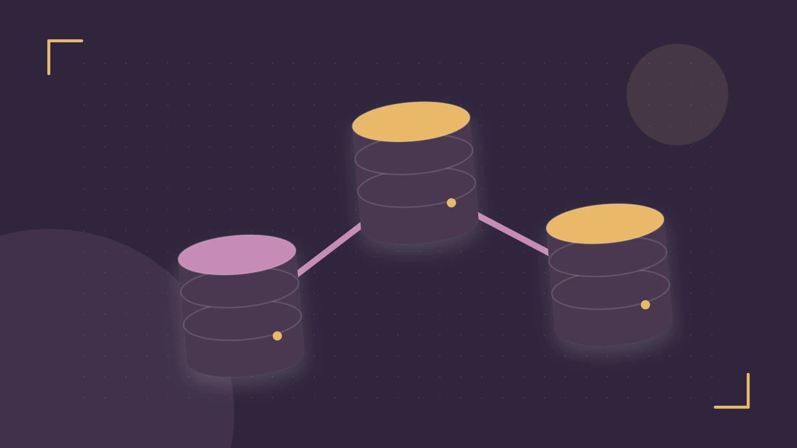 Editorial illustration of structured records, database cylinders and relationships between tables