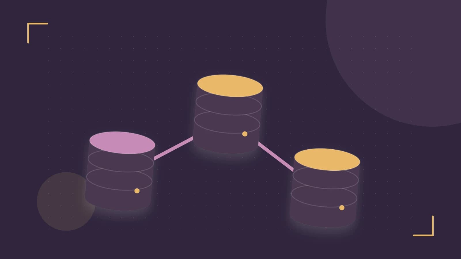 Editorial illustration of structured records, database cylinders and relationships between tables