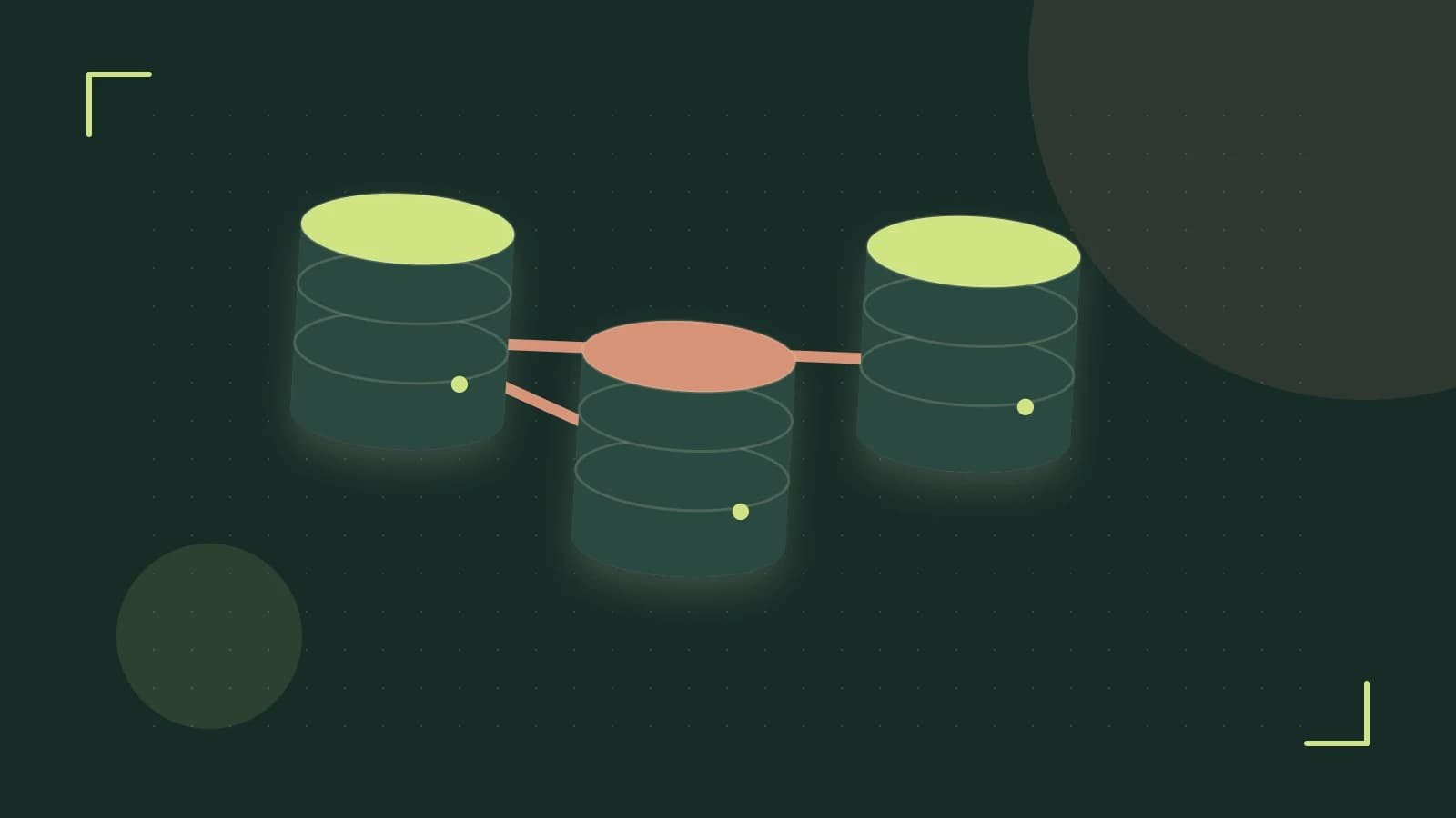 Editorial illustration of structured records, database cylinders and relationships between tables