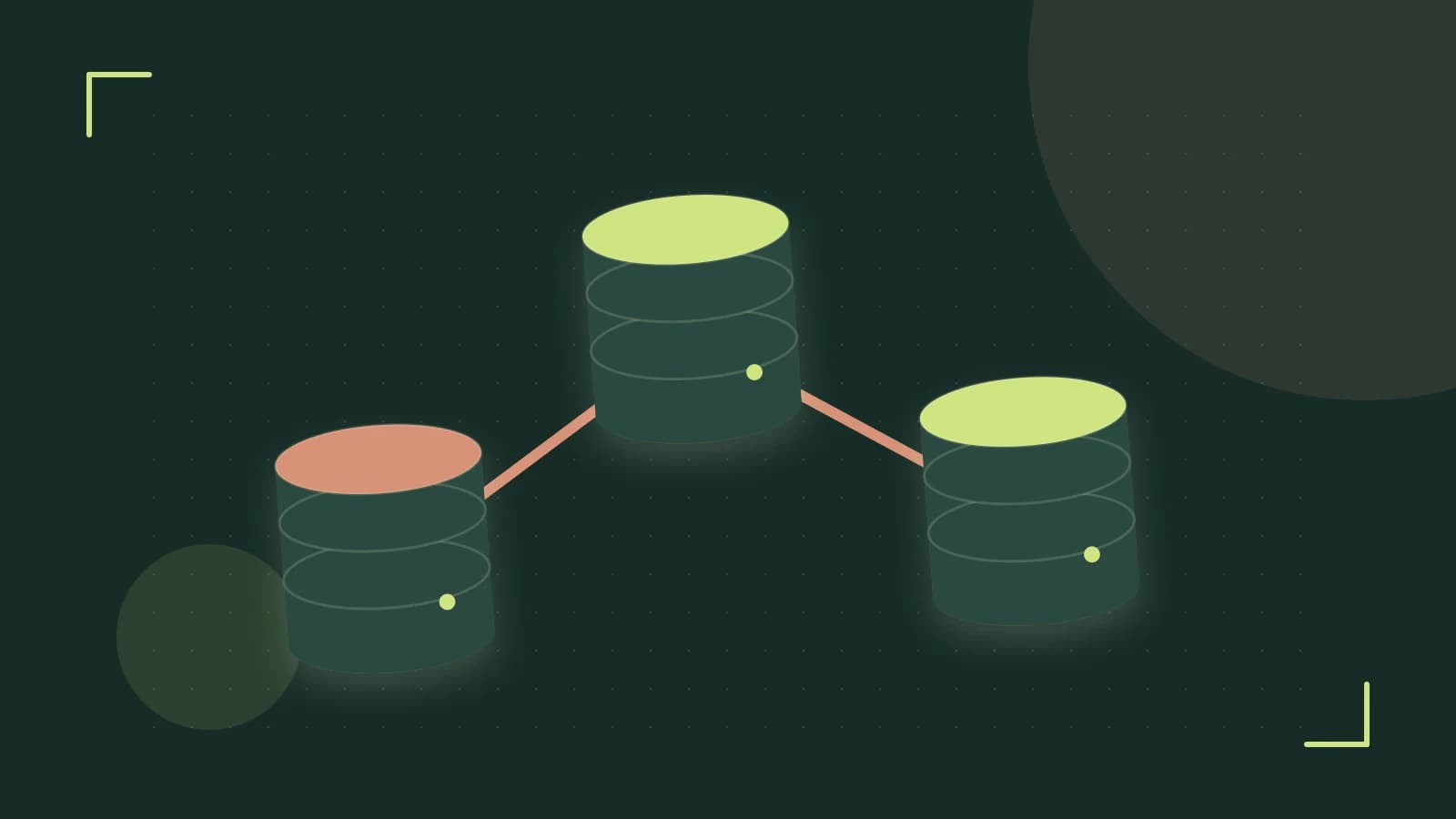 Editorial illustration of structured records, database cylinders and relationships between tables