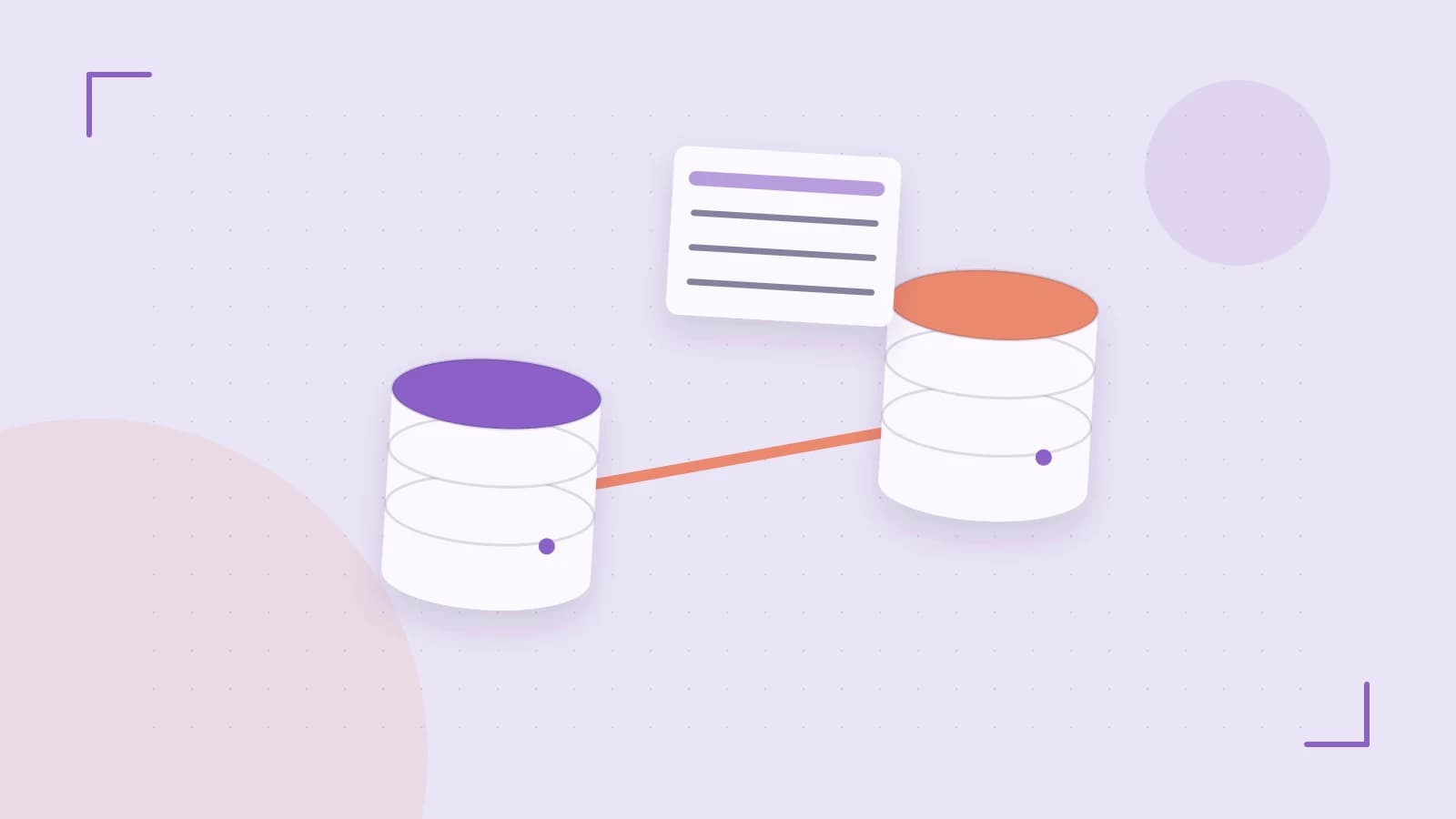 Editorial illustration of structured records, database cylinders and relationships between tables