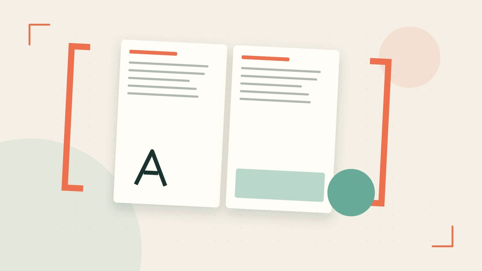 Editorial illustration of typeset pages, expressive letterform shapes and a precise editorial page grid