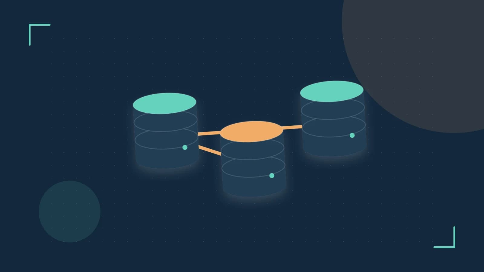 Editorial illustration of structured records, database cylinders and relationships between tables