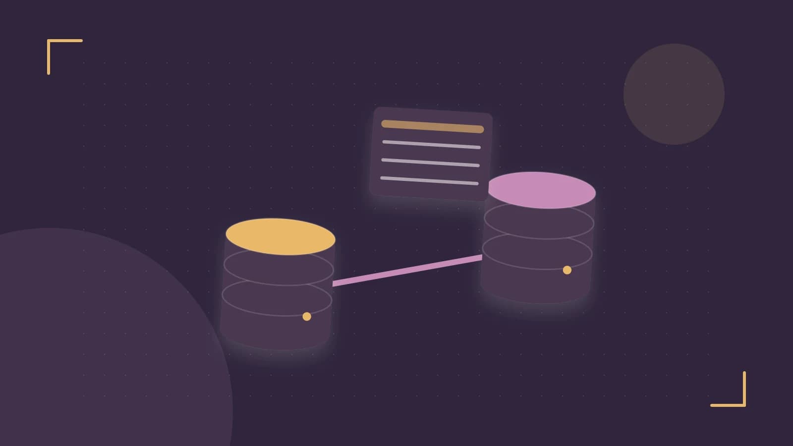 Editorial illustration of structured records, database cylinders and relationships between tables