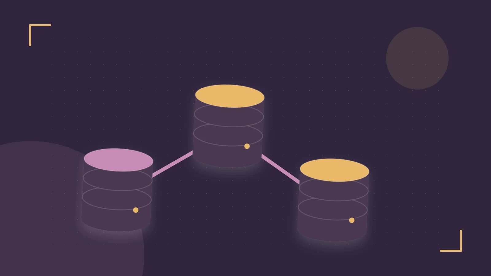 Editorial illustration of structured records, database cylinders and relationships between tables