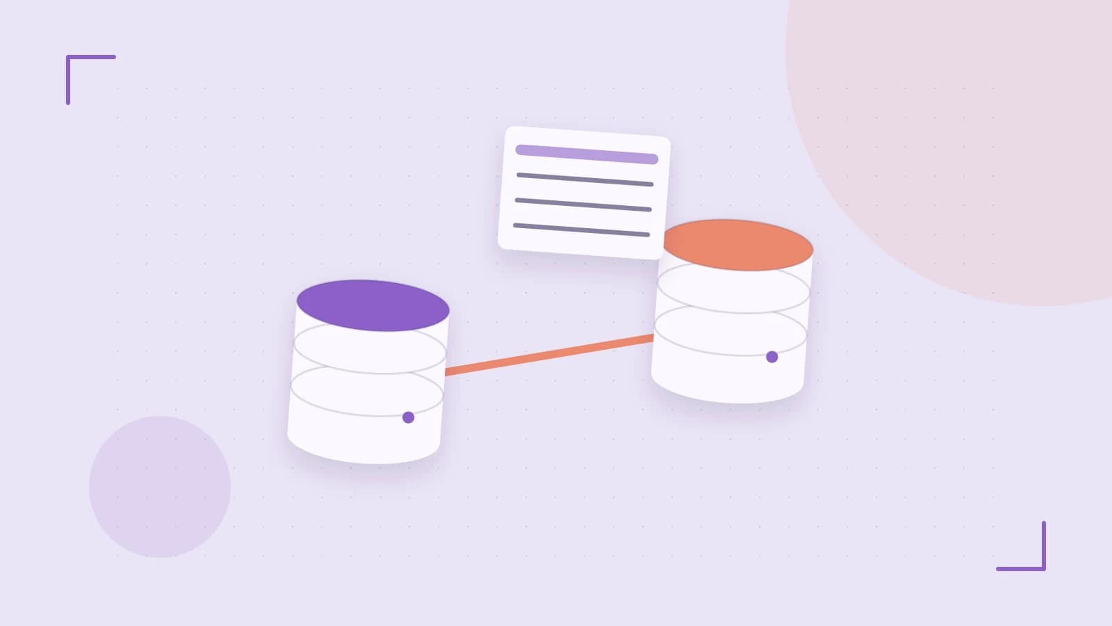 Editorial illustration of structured records, database cylinders and relationships between tables