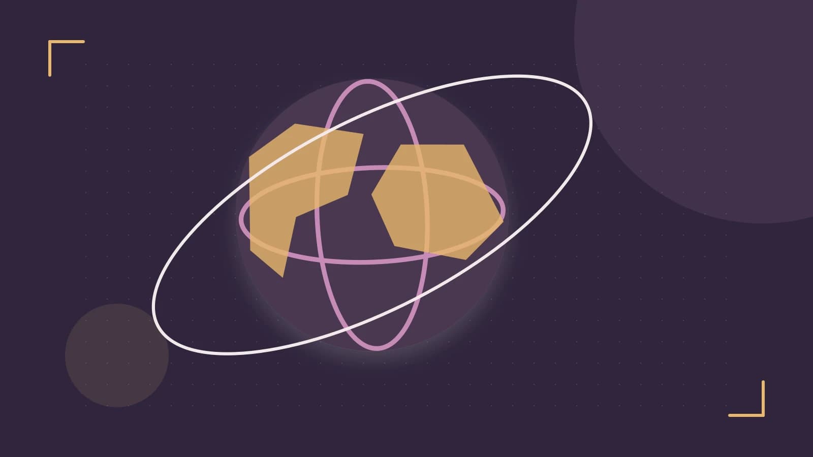 Editorial illustration of an editorial globe with meridians and layered geographic shapes