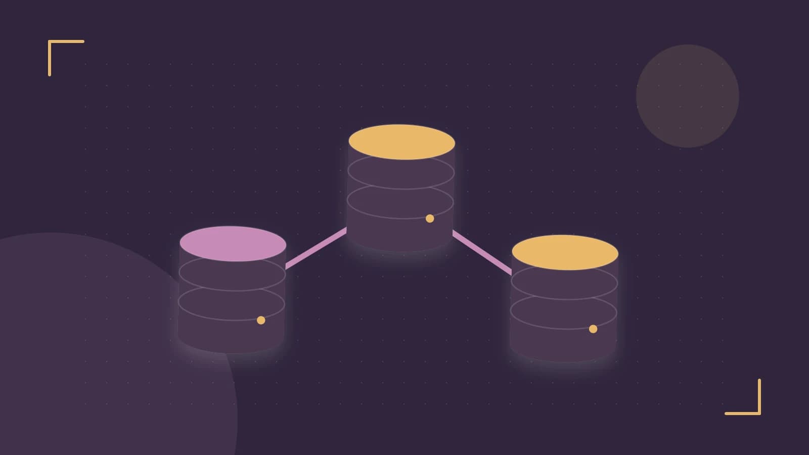 Editorial illustration of structured records, database cylinders and relationships between tables