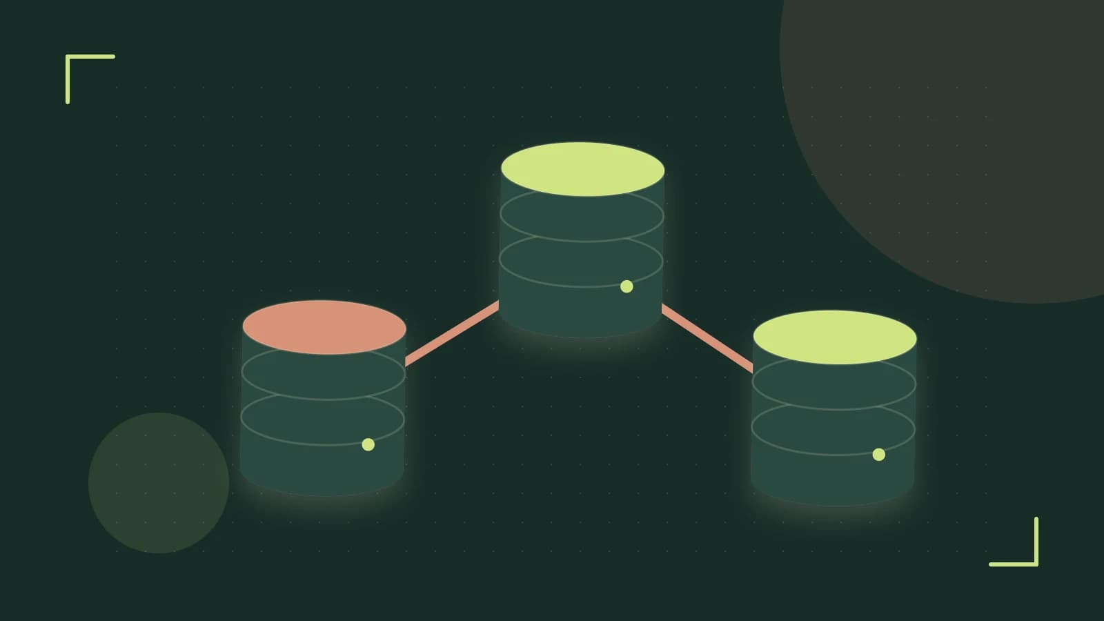 Editorial illustration of structured records, database cylinders and relationships between tables