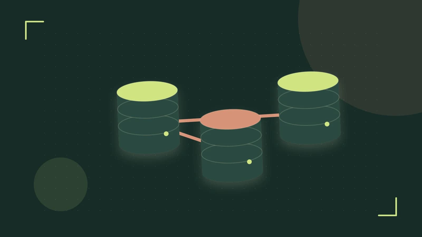 Editorial illustration of structured records, database cylinders and relationships between tables