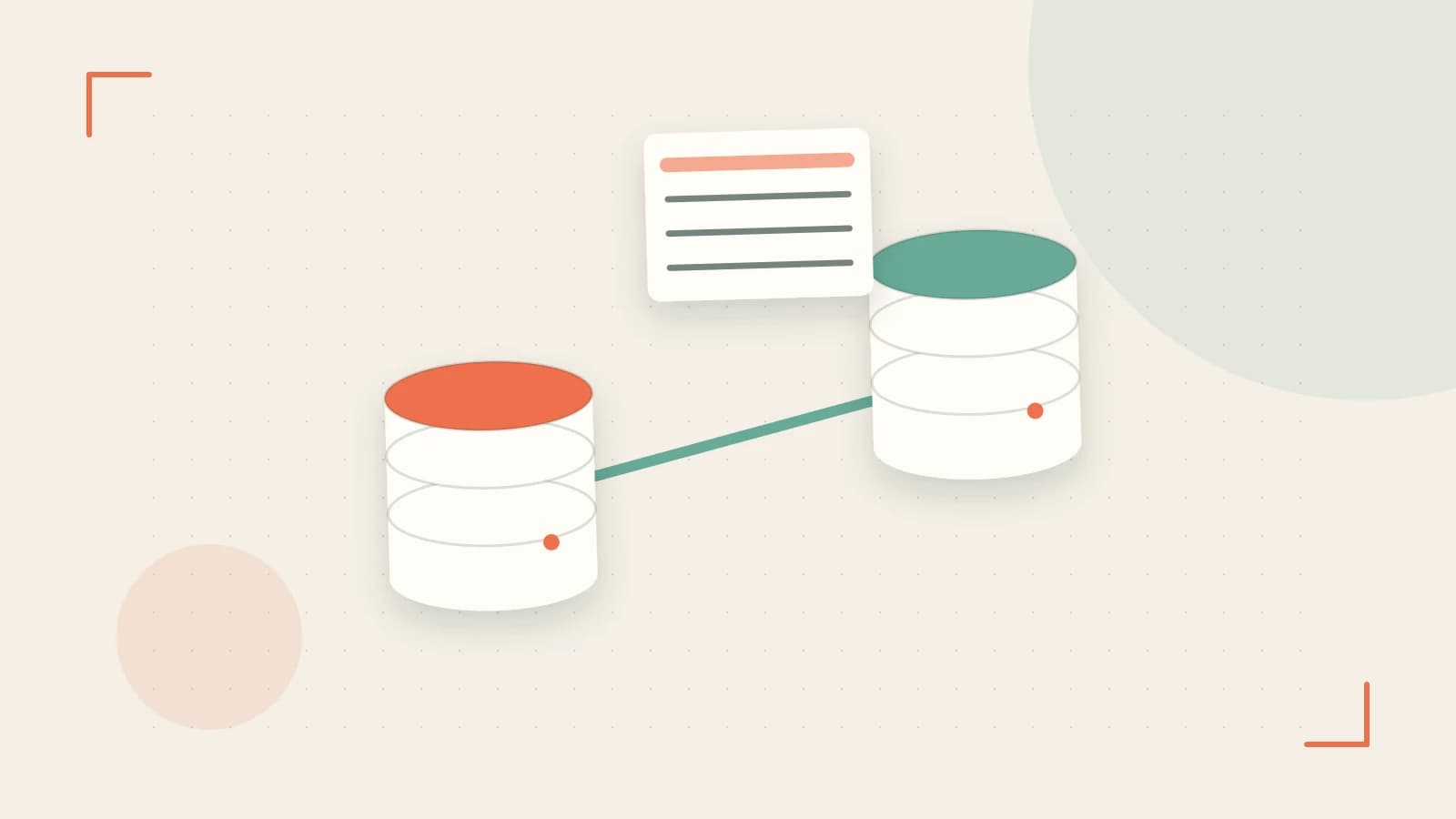Editorial illustration of structured records, database cylinders and relationships between tables