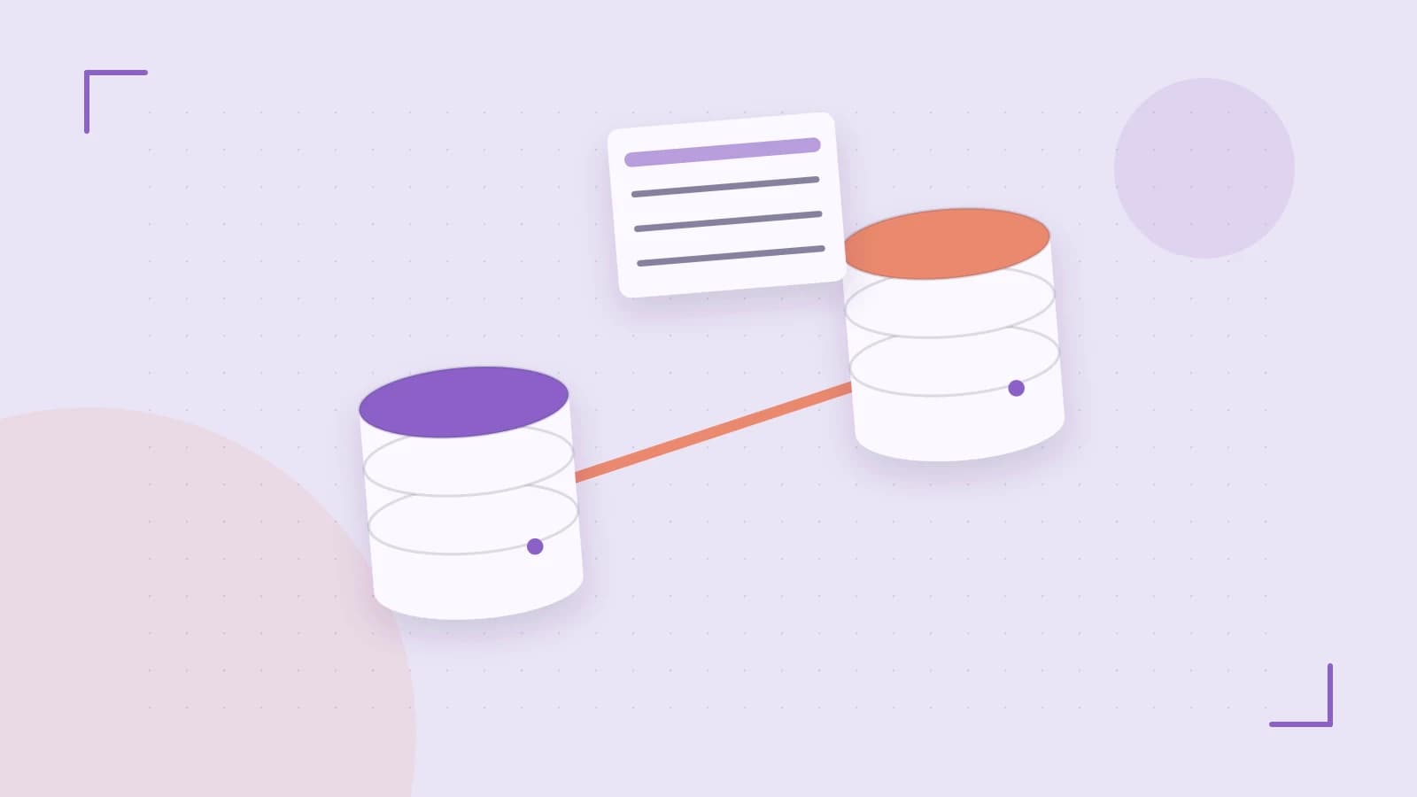 Editorial illustration of structured records, database cylinders and relationships between tables