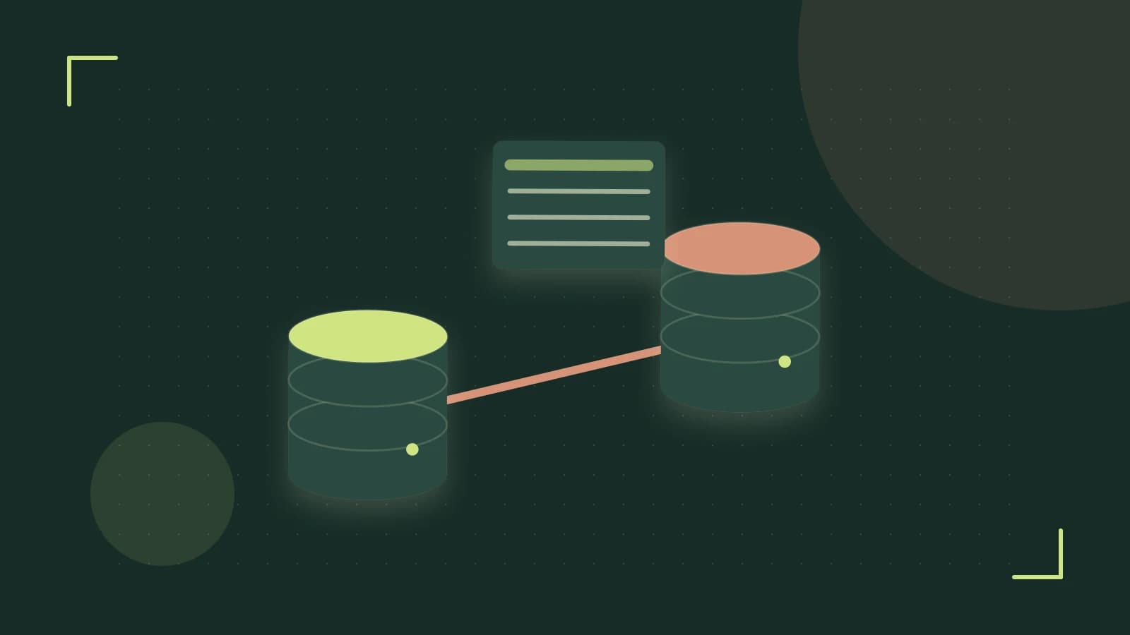 Editorial illustration of structured records, database cylinders and relationships between tables