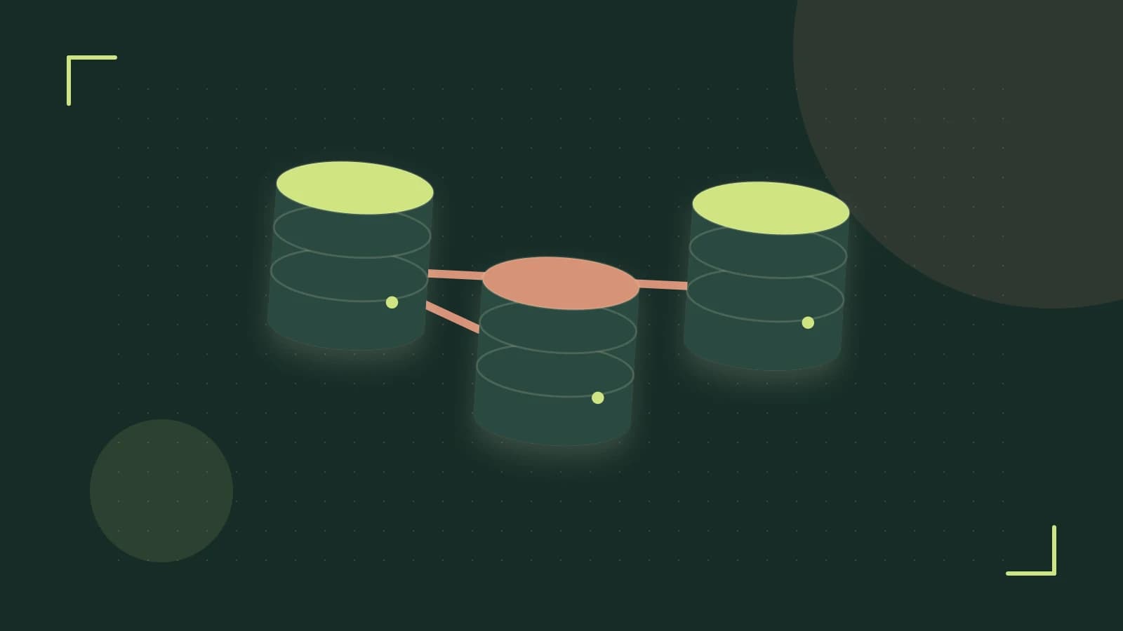 Editorial illustration of structured records, database cylinders and relationships between tables