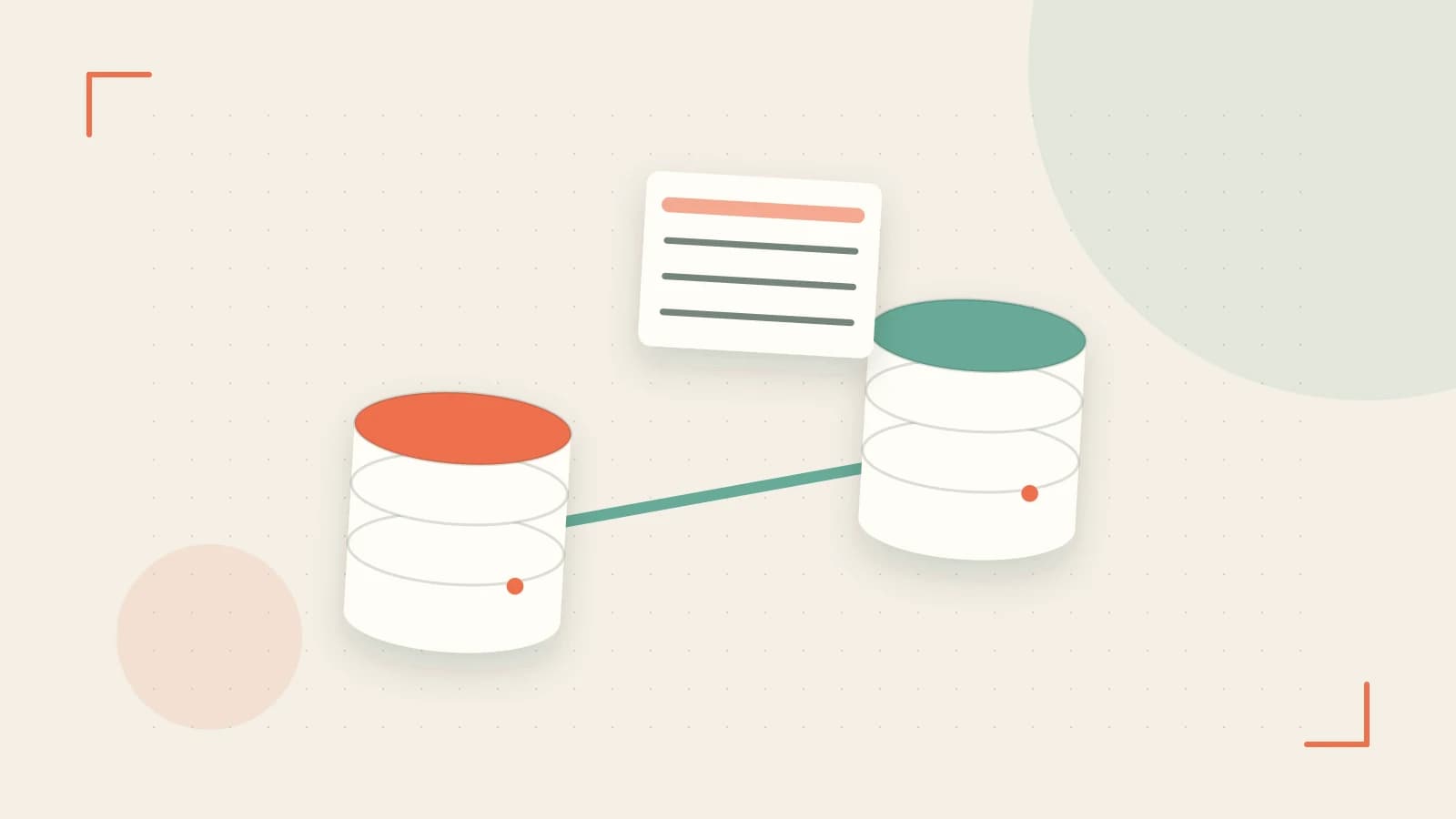 Editorial illustration of structured records, database cylinders and relationships between tables