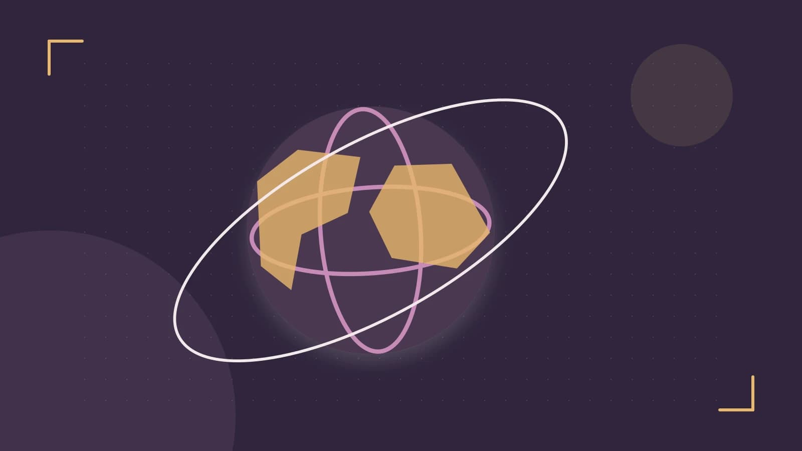 Editorial illustration of an editorial globe with meridians and layered geographic shapes