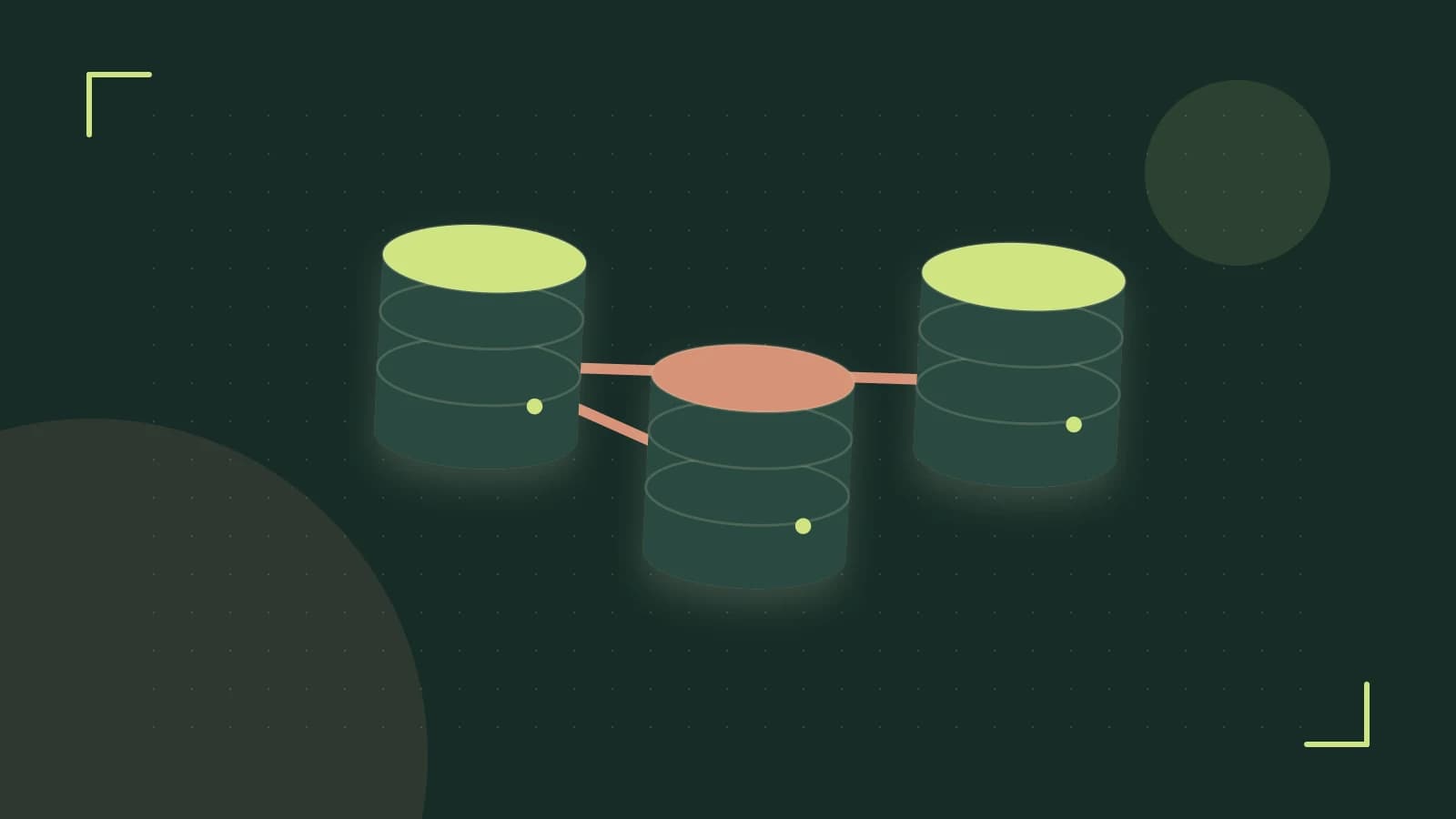 Editorial illustration of structured records, database cylinders and relationships between tables