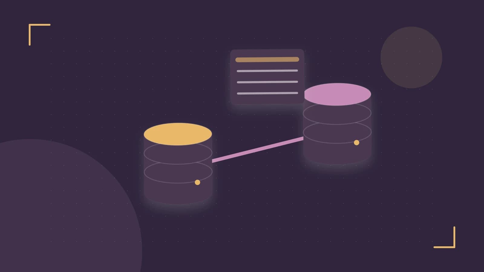 Editorial illustration of structured records, database cylinders and relationships between tables