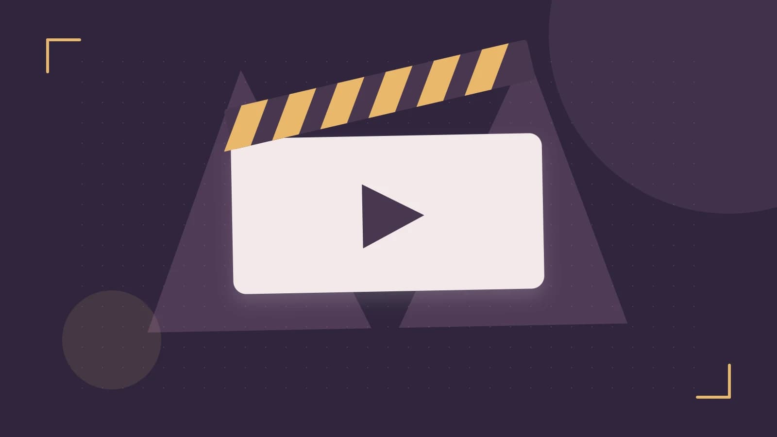 Editorial illustration of a film clapperboard, a spotlight and layered cultural artwork