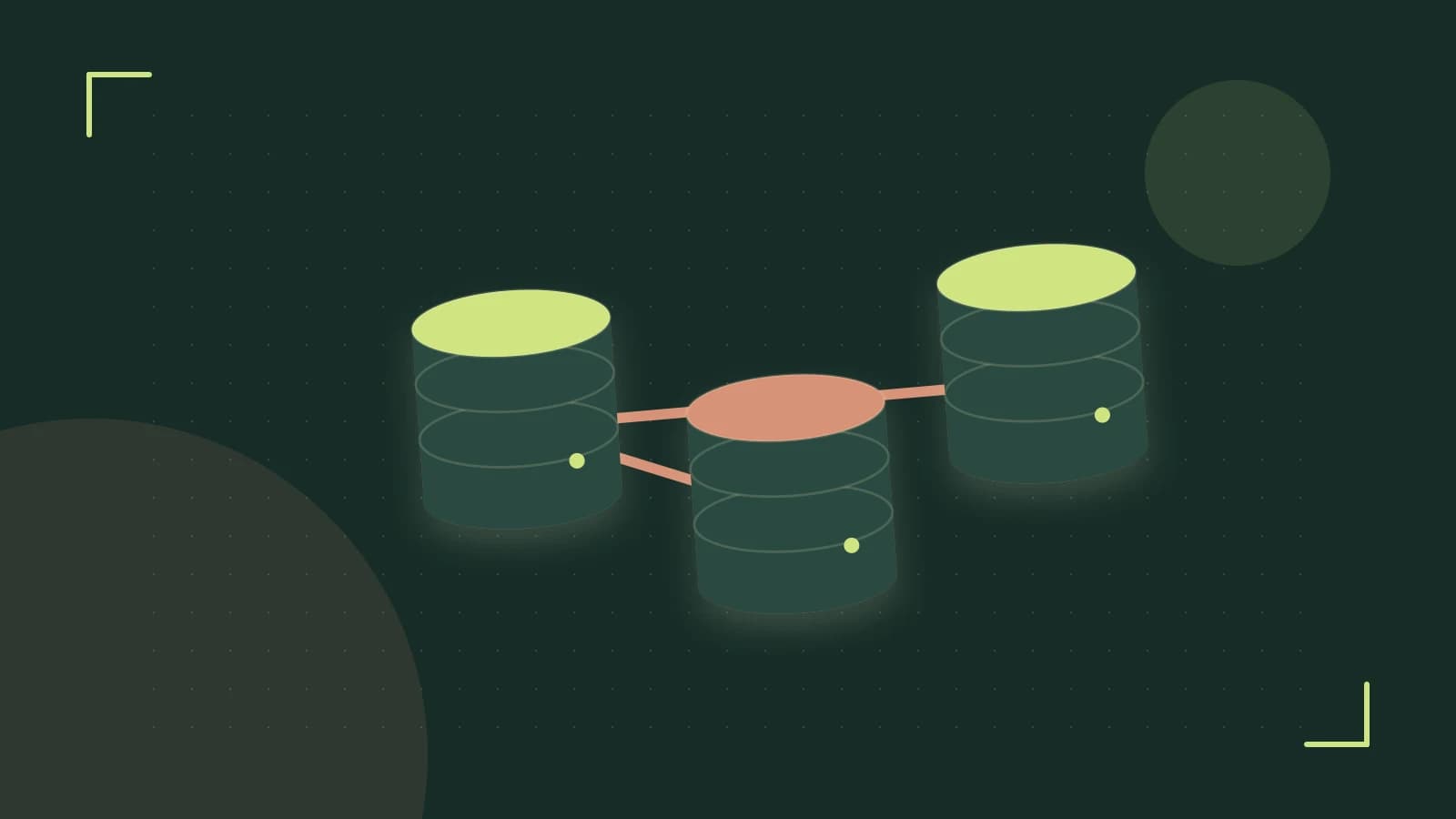 Editorial illustration of structured records, database cylinders and relationships between tables