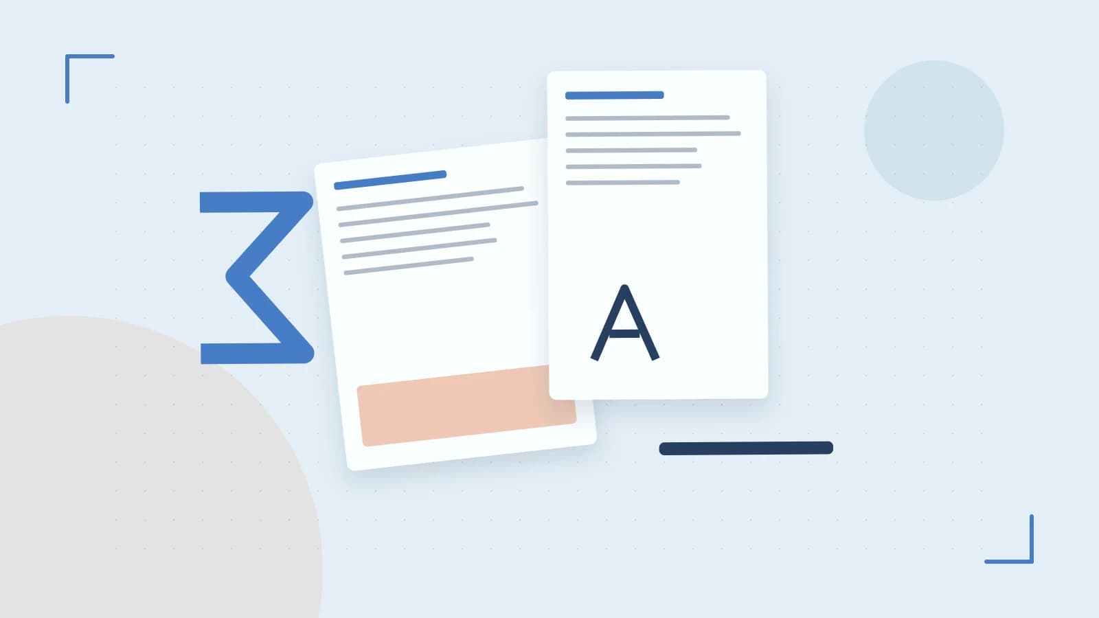 Editorial illustration of typeset pages, expressive letterform shapes and a precise editorial page grid