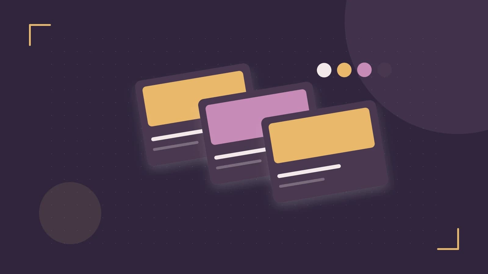 Editorial illustration of responsive browser layouts, overlapping design components and a color system