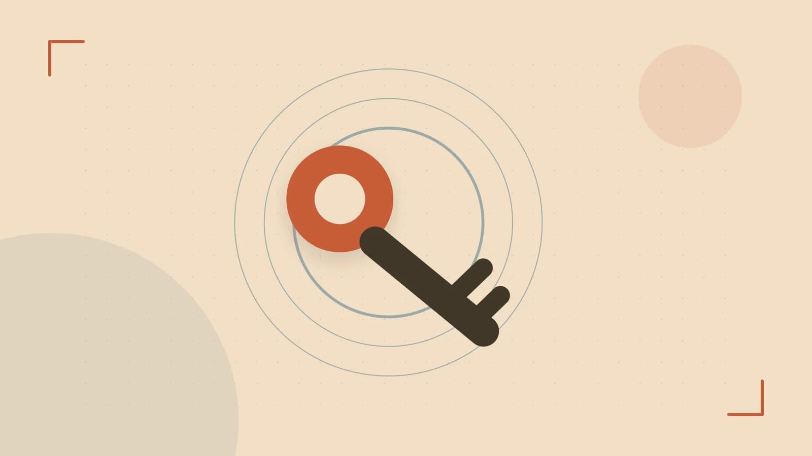 Editorial illustration of a sculpted shield, authentication key and concentric permission boundaries