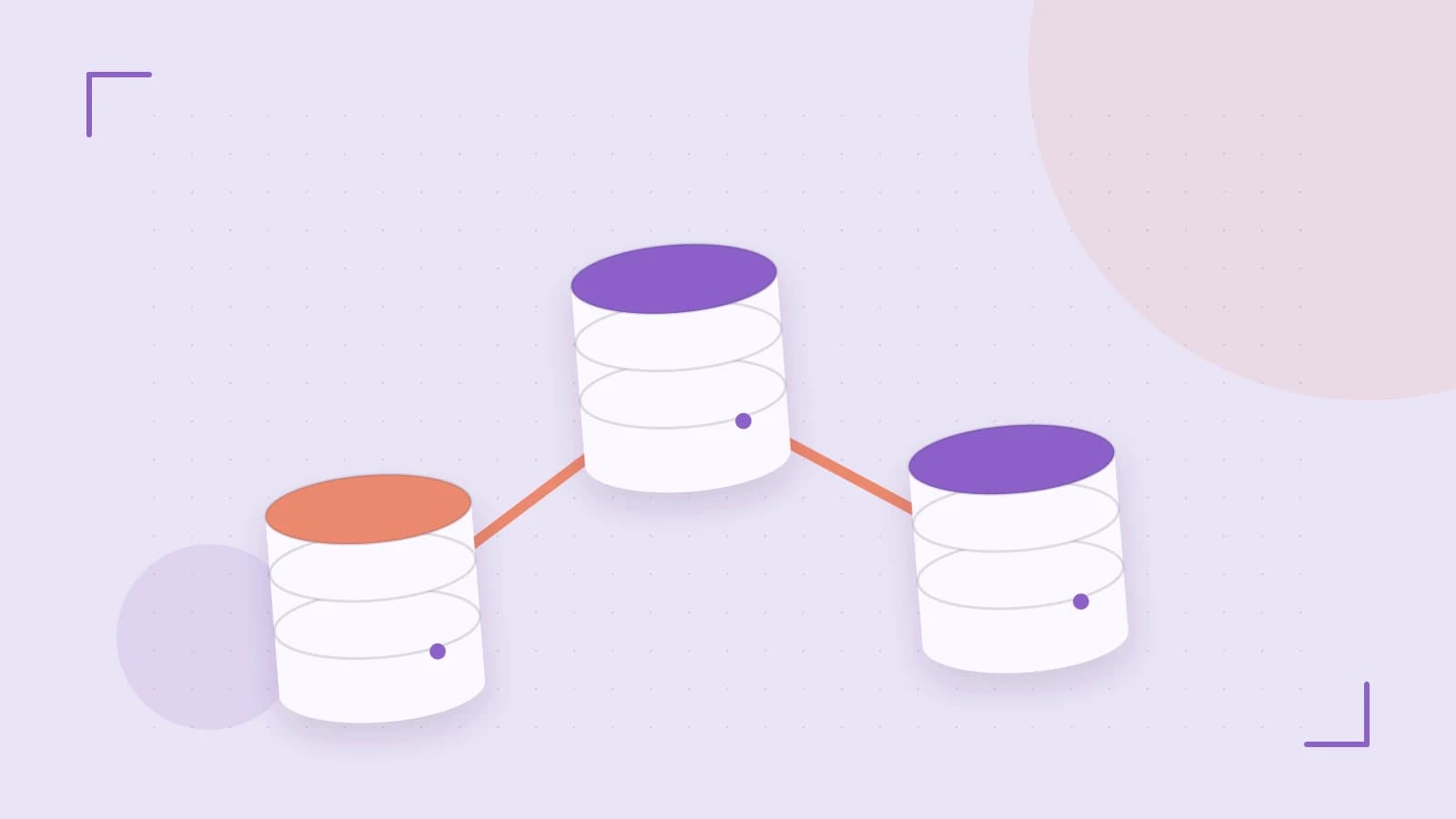 Editorial illustration of structured records, database cylinders and relationships between tables