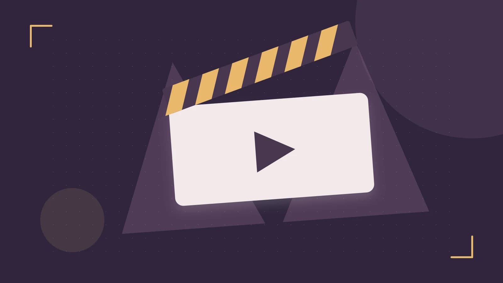 Editorial illustration of a film clapperboard, a spotlight and layered cultural artwork