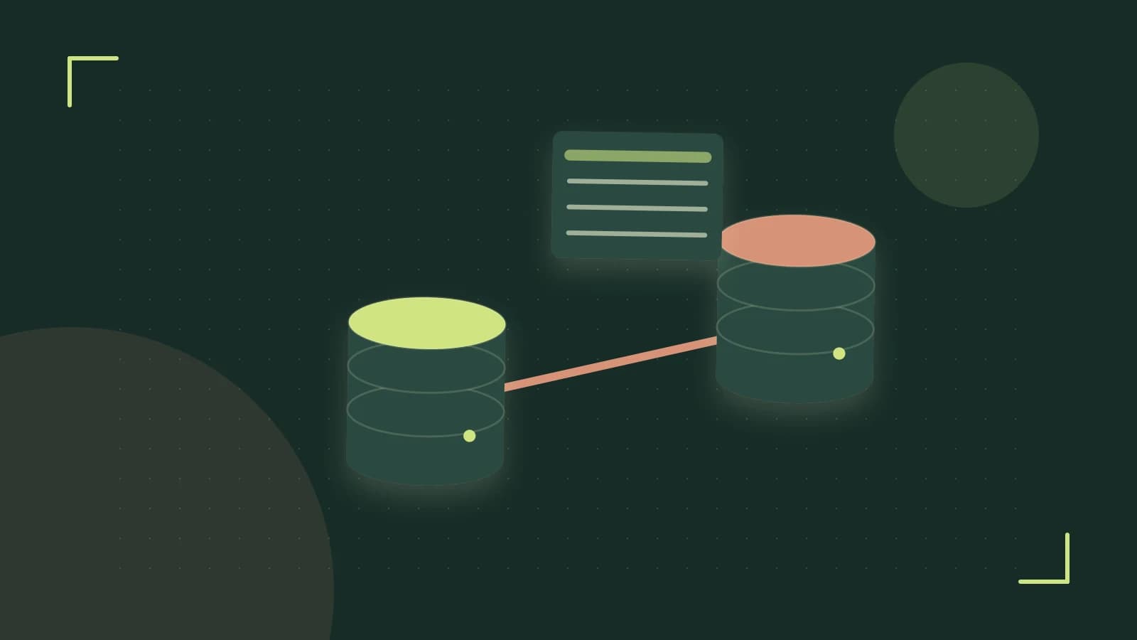 Editorial illustration of structured records, database cylinders and relationships between tables