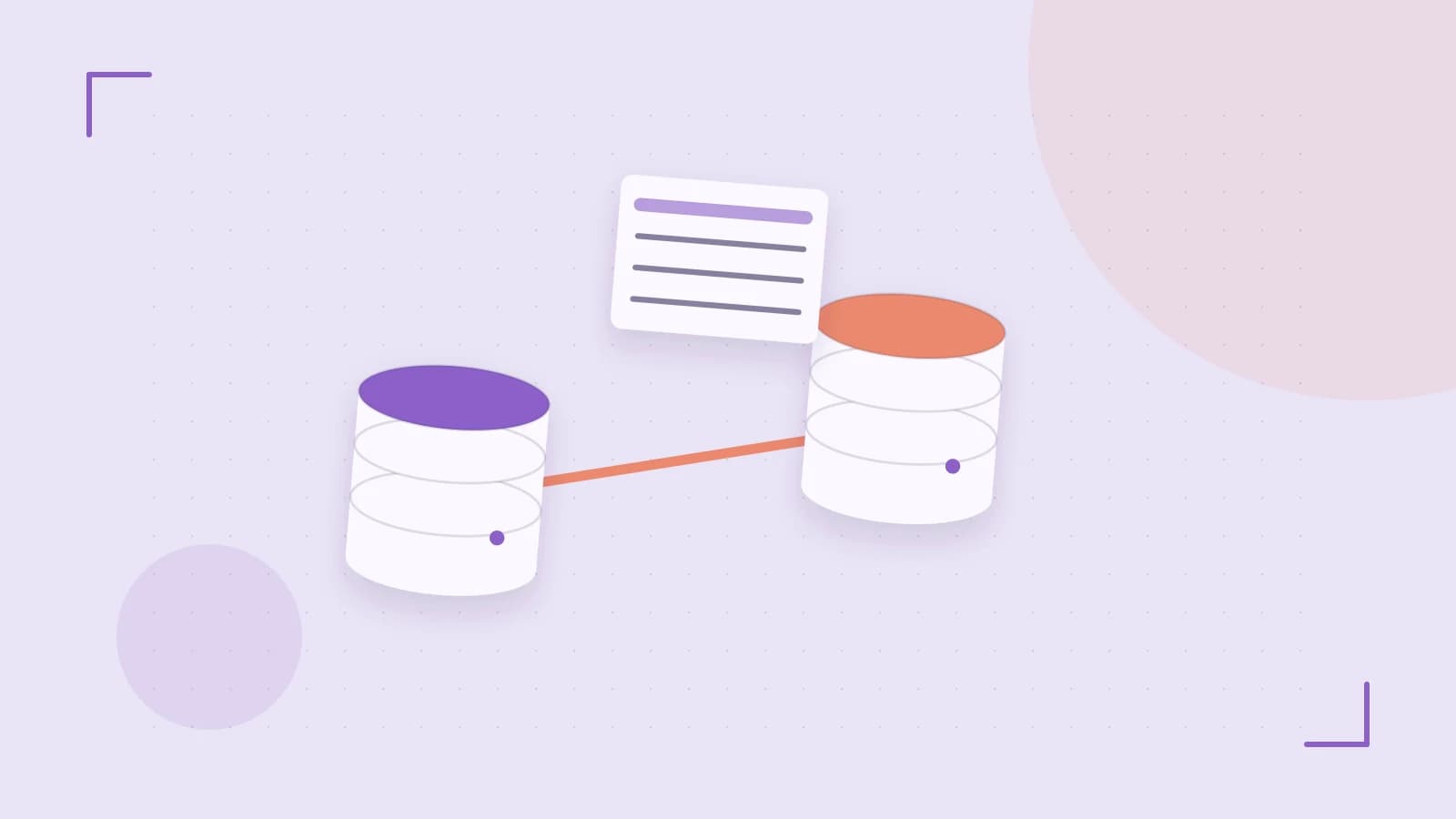 Editorial illustration of structured records, database cylinders and relationships between tables