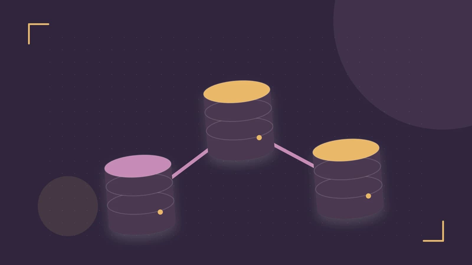 Editorial illustration of structured records, database cylinders and relationships between tables