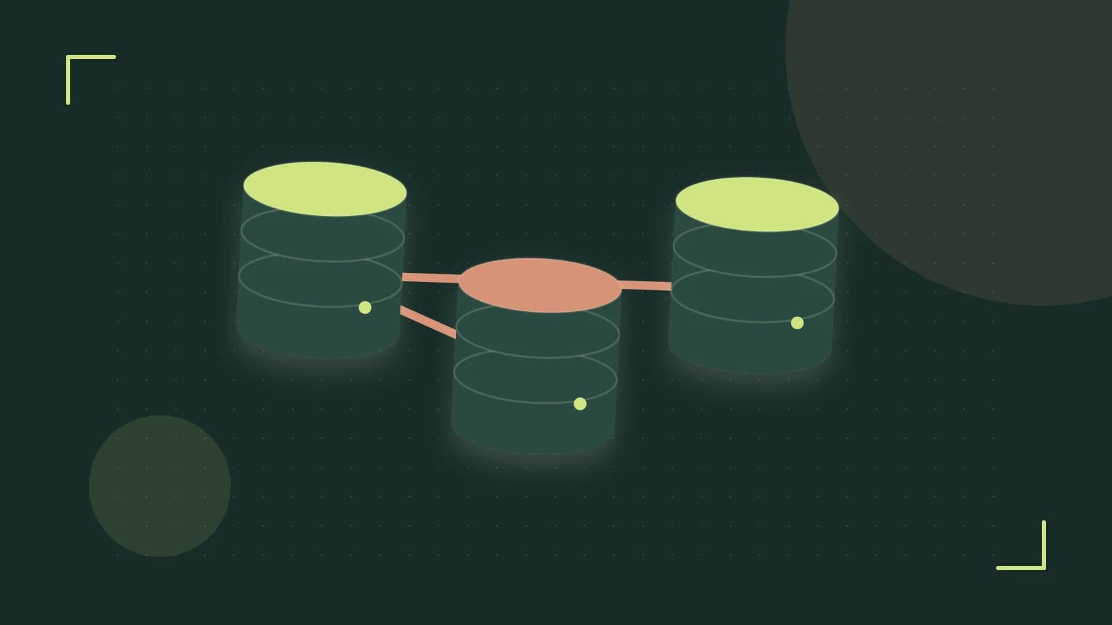 Editorial illustration of structured records, database cylinders and relationships between tables