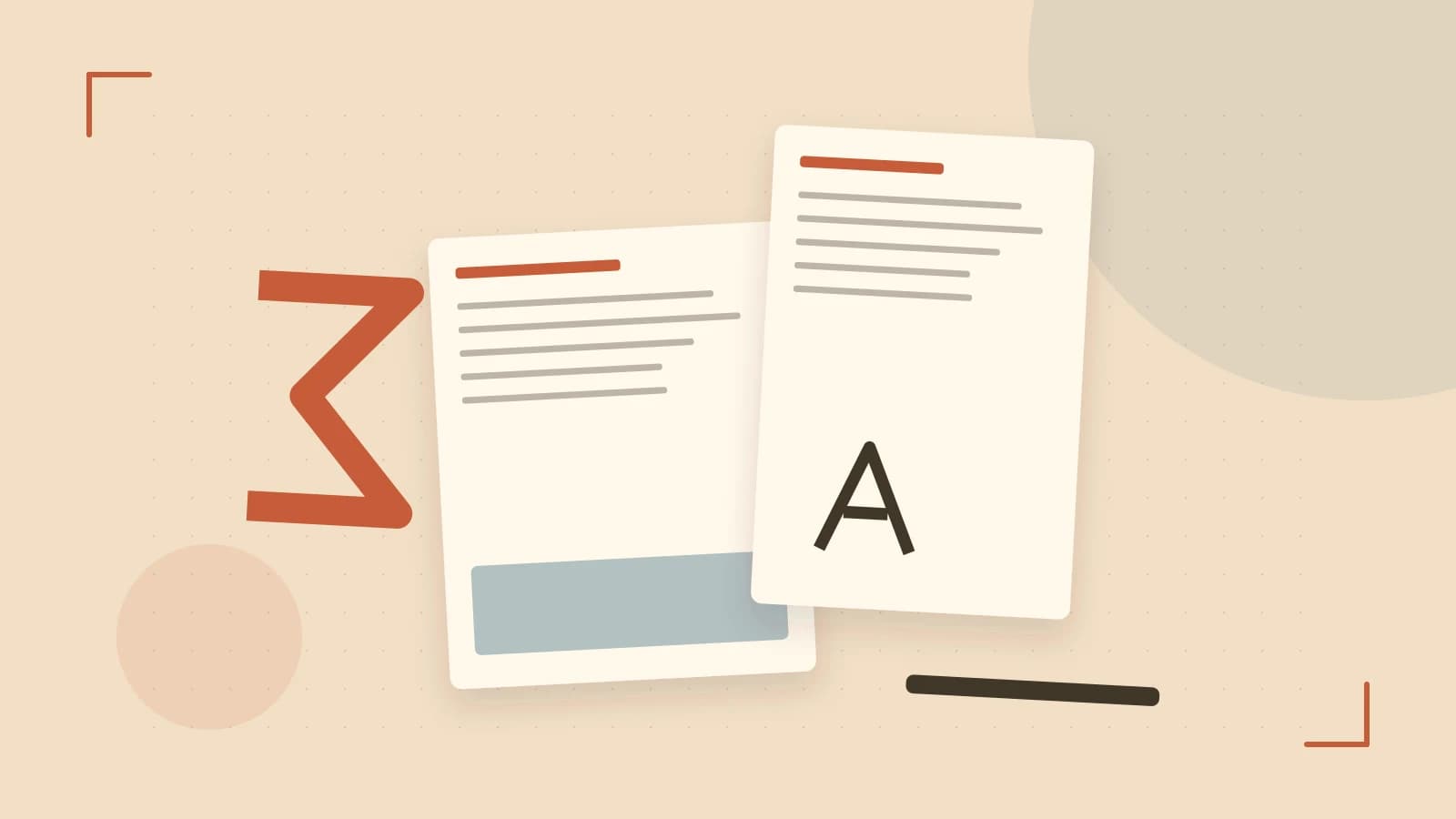 Editorial illustration of typeset pages, expressive letterform shapes and a precise editorial page grid