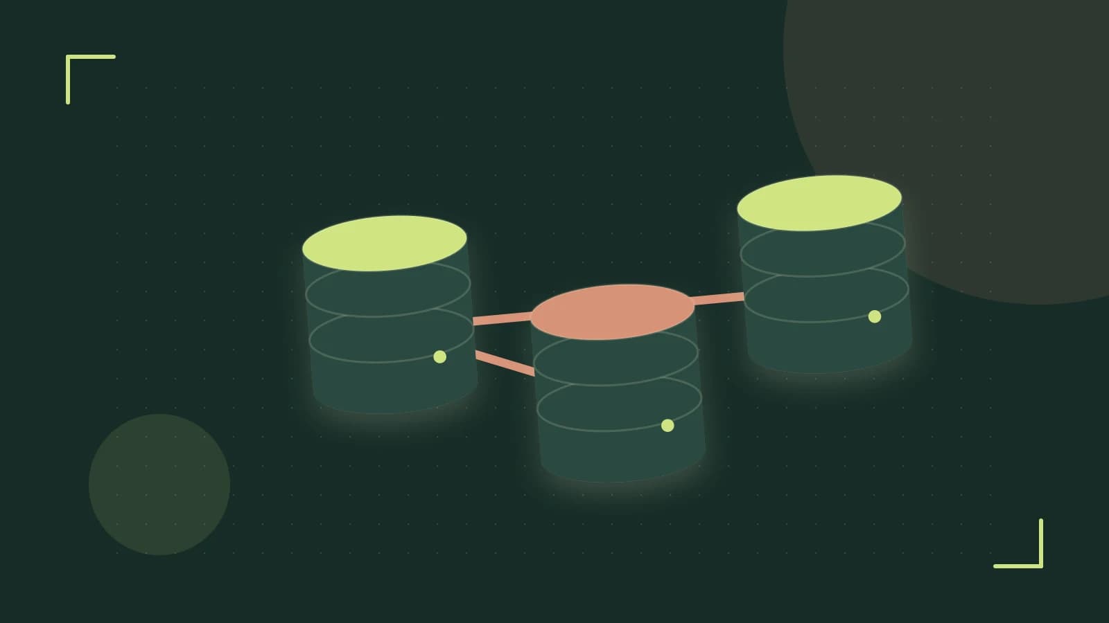 Editorial illustration of structured records, database cylinders and relationships between tables