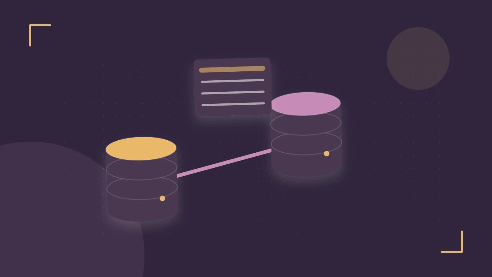 Editorial illustration of structured records, database cylinders and relationships between tables
