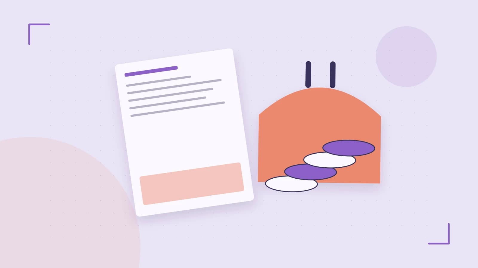 Editorial illustration of abstract coins, a payment card and a geometric financial chart without data labels