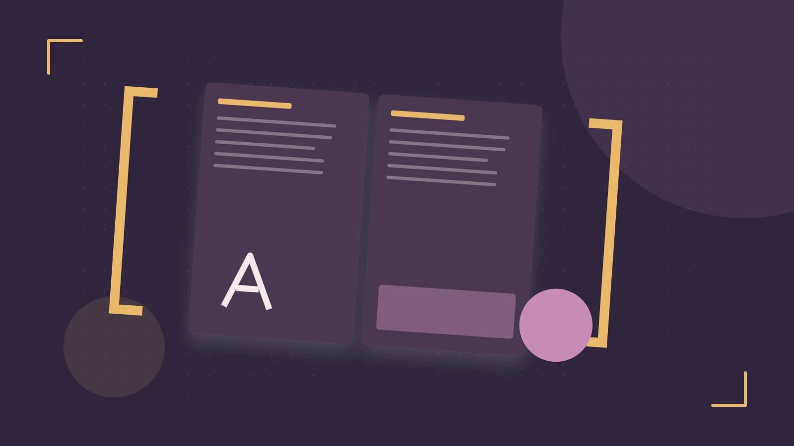 Editorial illustration of typeset pages, expressive letterform shapes and a precise editorial page grid