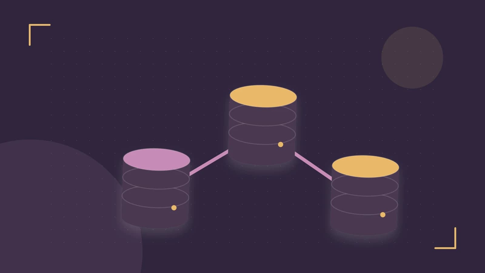 Editorial illustration of structured records, database cylinders and relationships between tables