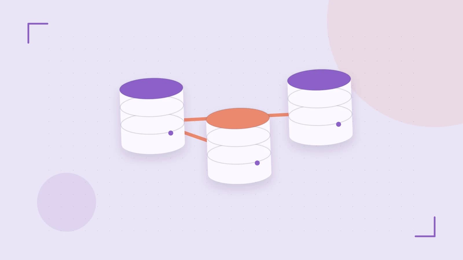 Editorial illustration of structured records, database cylinders and relationships between tables