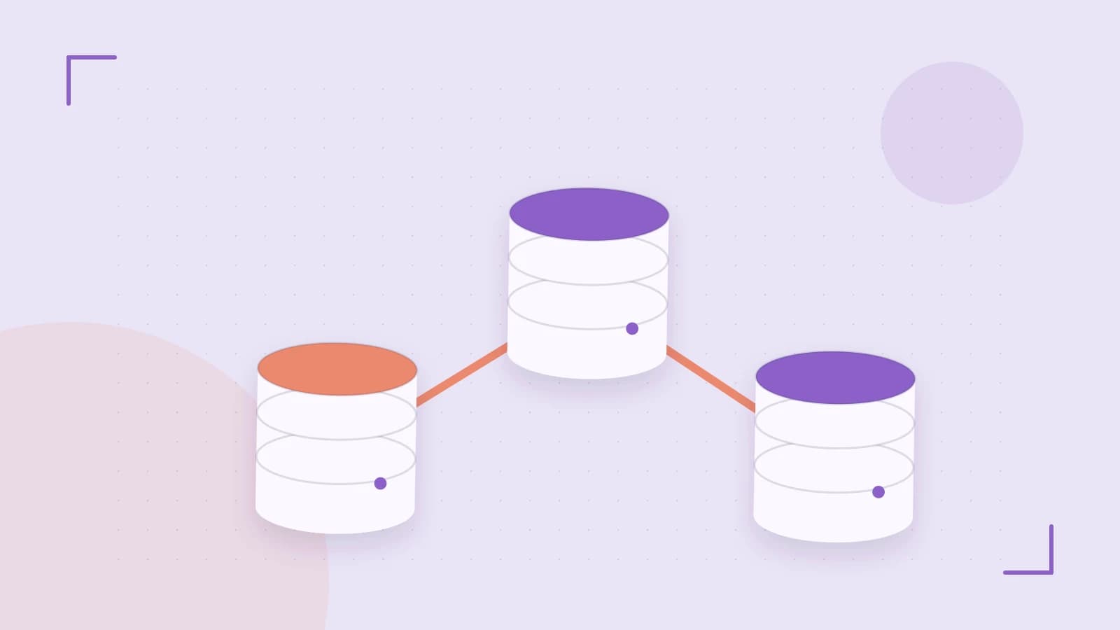 Editorial illustration of structured records, database cylinders and relationships between tables