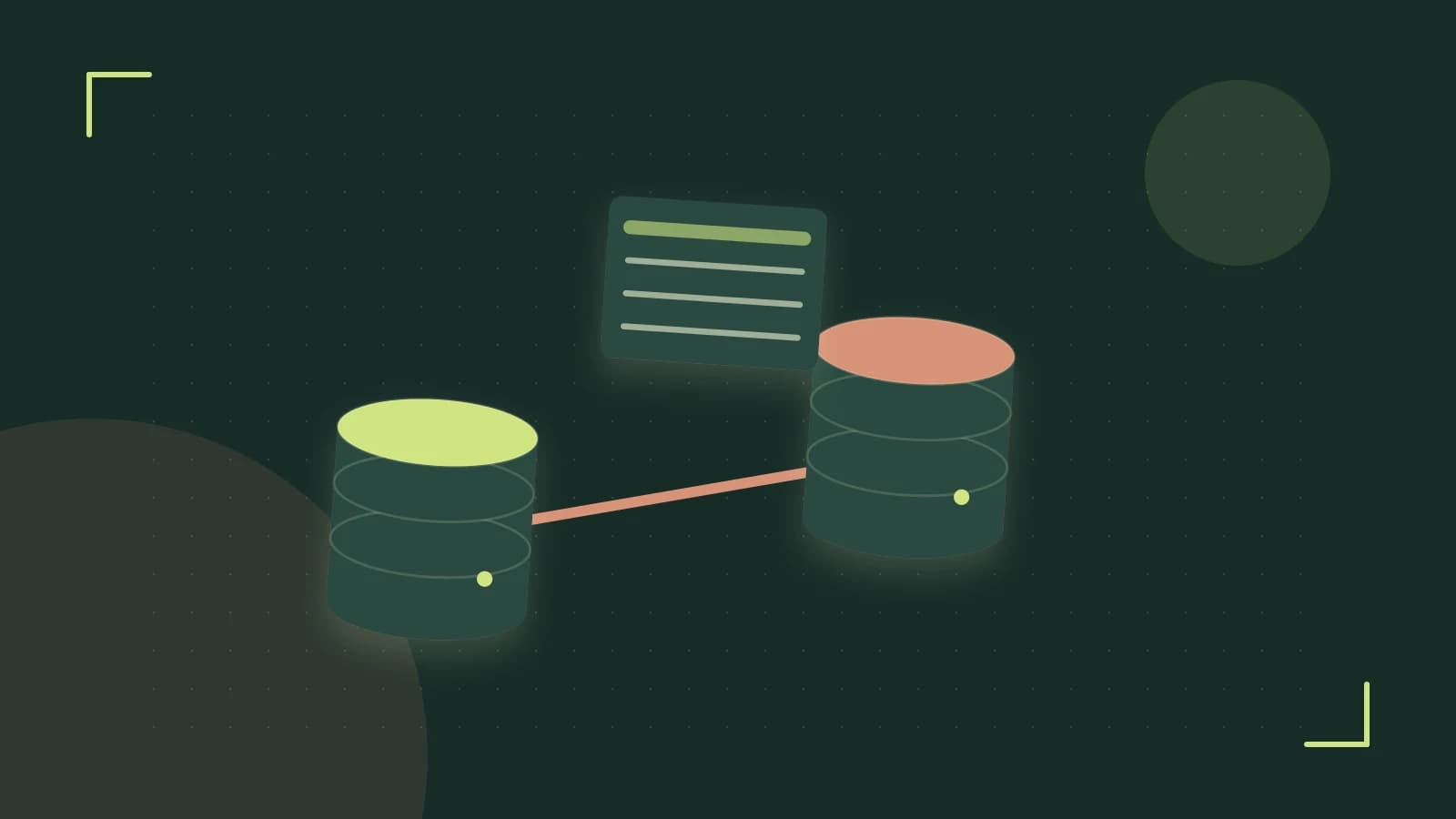 Editorial illustration of structured records, database cylinders and relationships between tables