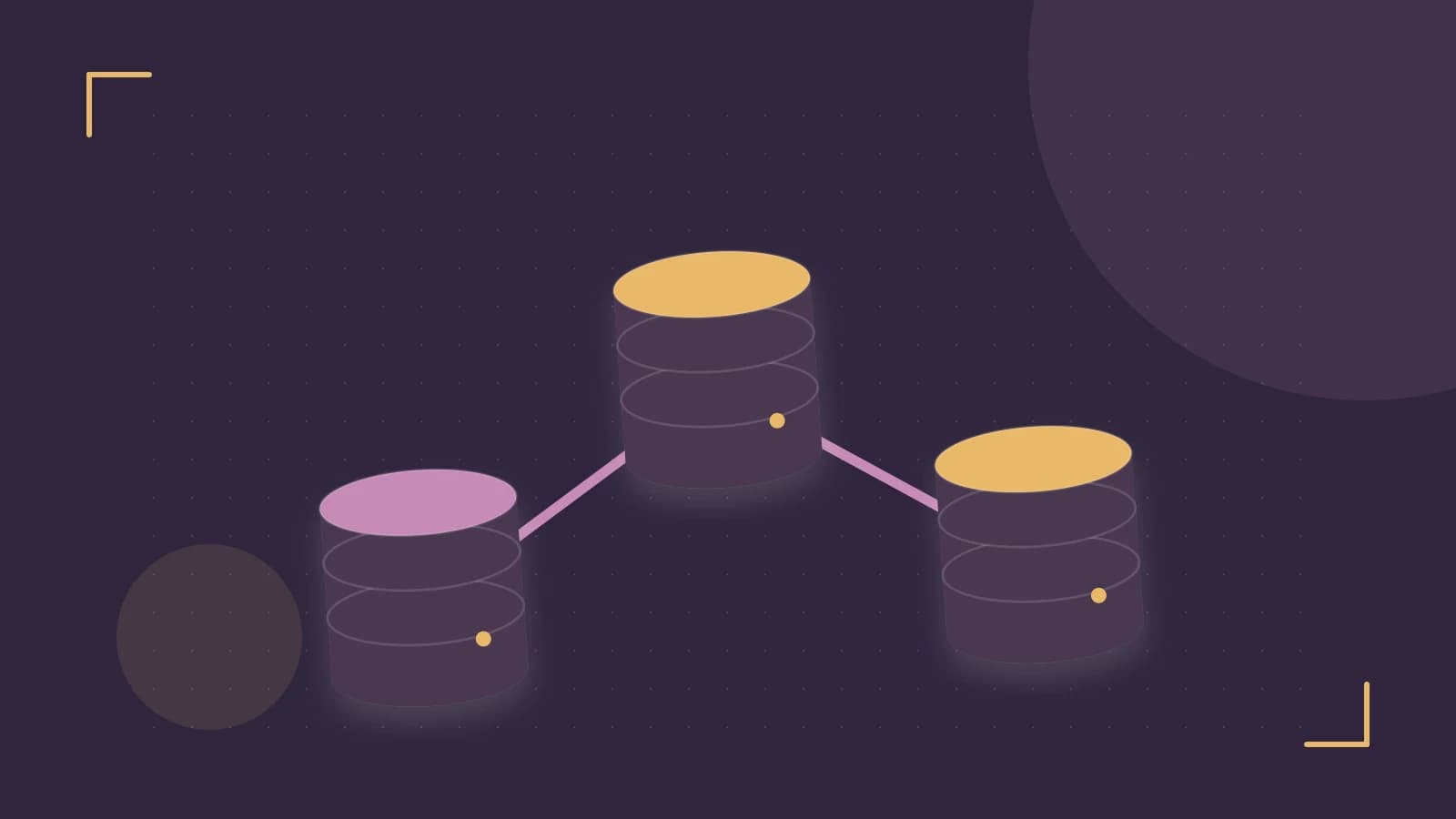Editorial illustration of structured records, database cylinders and relationships between tables