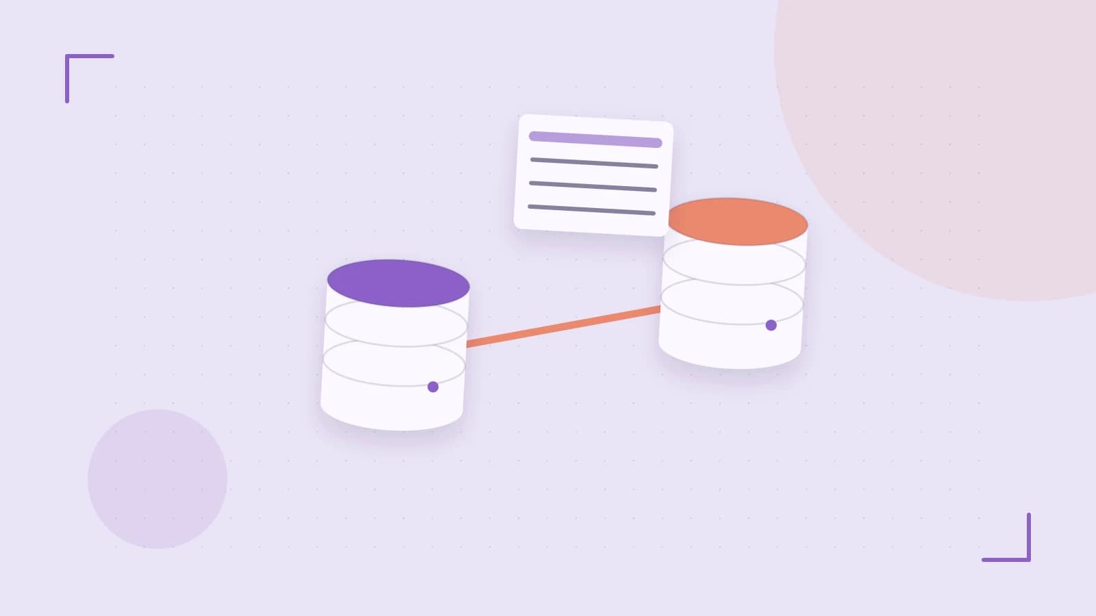 Editorial illustration of structured records, database cylinders and relationships between tables