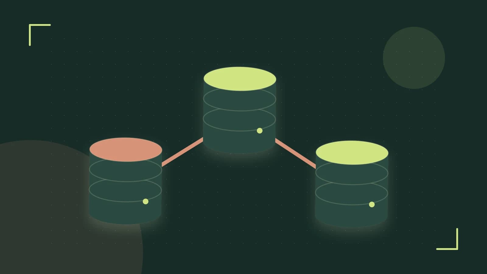 Editorial illustration of structured records, database cylinders and relationships between tables